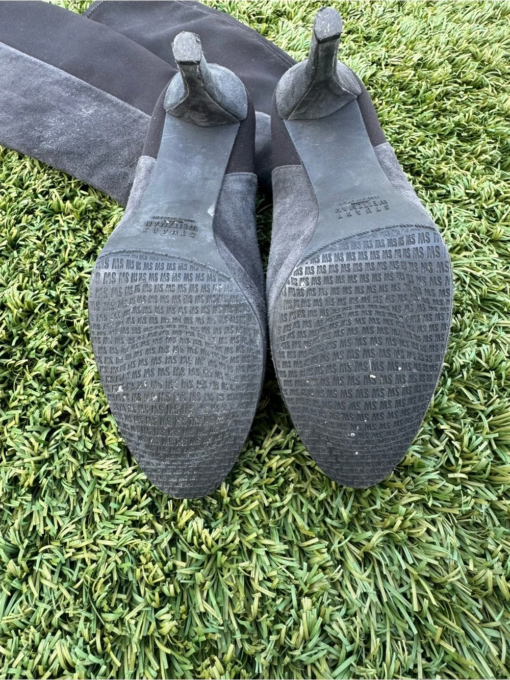 Stuart Weitzman Gray Suede Over-the-Knee Platform Boots
